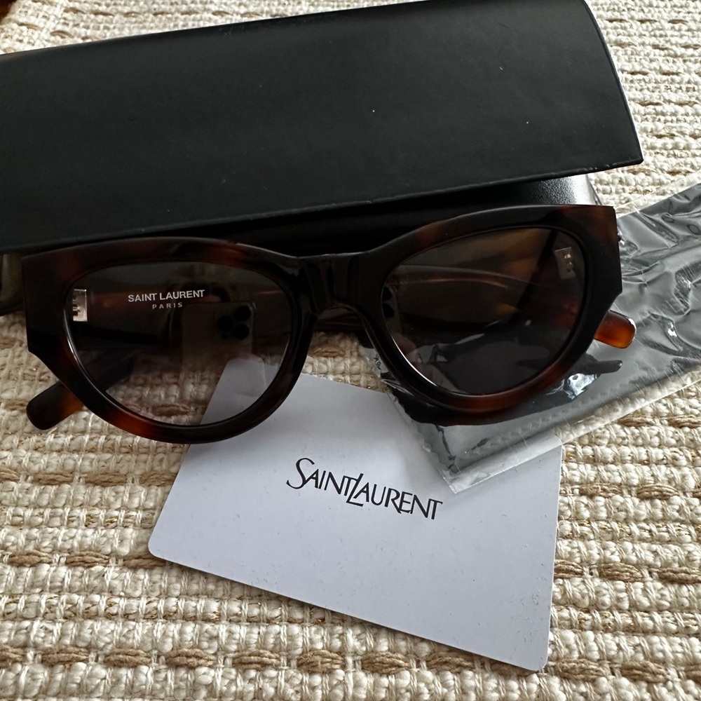 YSL Brown Sunglasses with Gold Accents - Picture 4 of 12